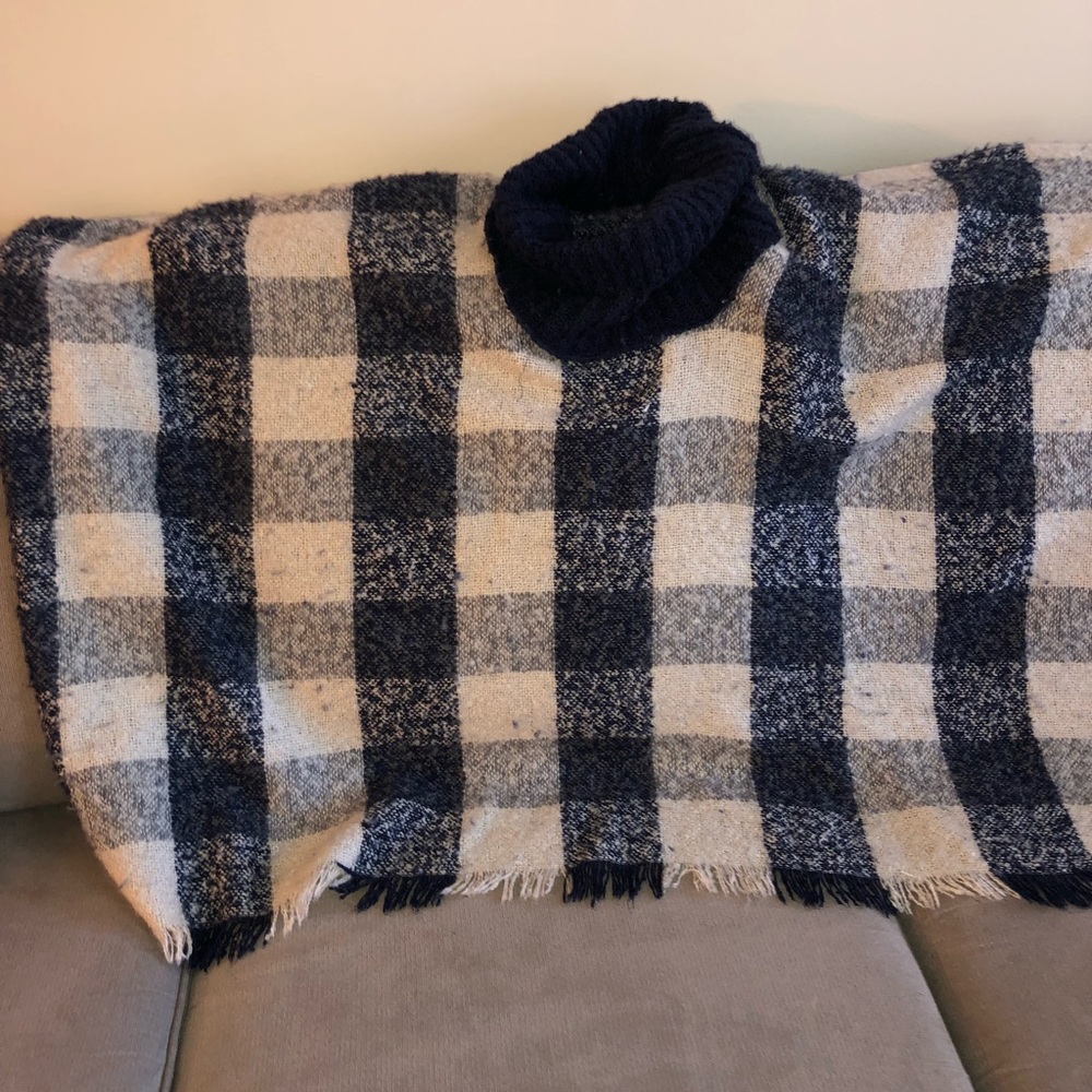 Plaid poncho